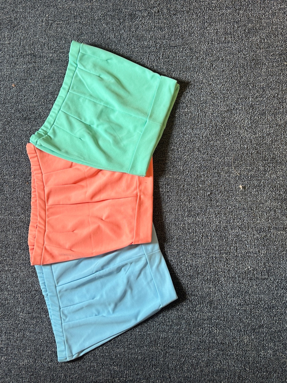 Alfred Dunner Tube cuffed Shorts Trio — Light Blue, Coral, Mint Green